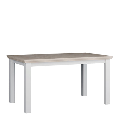 Pontypool Rectangular Dining Table 150x90cm in White and Riva Oak