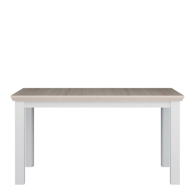 Pontypool Rectangular Dining Table 150x90cm in White and Riva Oak