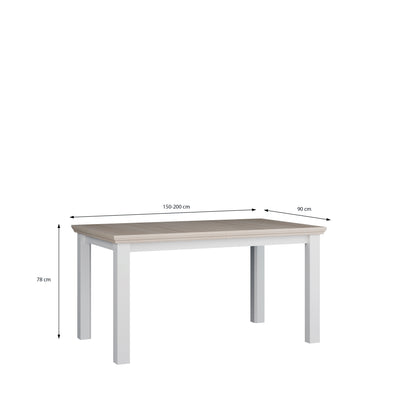 Pontypool Rectangular Dining Table 150x90cm in White and Riva Oak