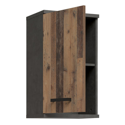 Veris Small Hanging Cupboard with 1 Door in Walnut and Dark Grey