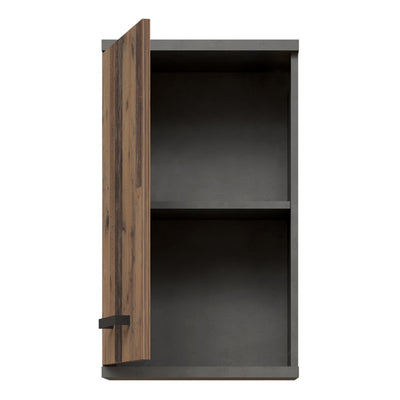 Veris Small Hanging Cupboard with 1 Door in Walnut and Dark Grey