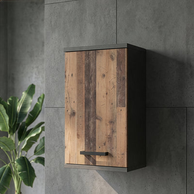 Veris Small Hanging Cupboard with 1 Door in Walnut and Dark Grey