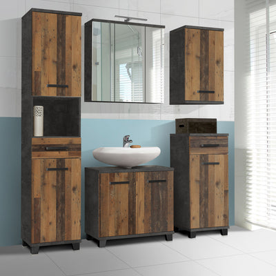 Veris Small Hanging Cupboard with 1 Door in Walnut and Dark Grey