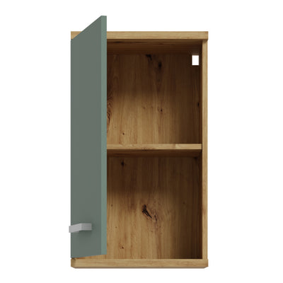 Veris Small Hanging Cupboard with 1 Door in Artisan Oak and Sage Green