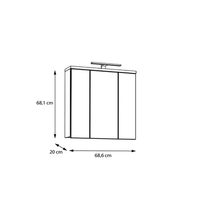 Veris 3 Door Mirrored Bathroom Cabinet with Integrated LED Lighting – Artisan Oak and Sage Green
