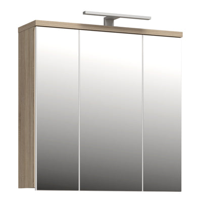 Veris 3 Door Mirrored Bathroom Cabinet with Integrated LED Lighting – Sonoma Oak & White Gloss