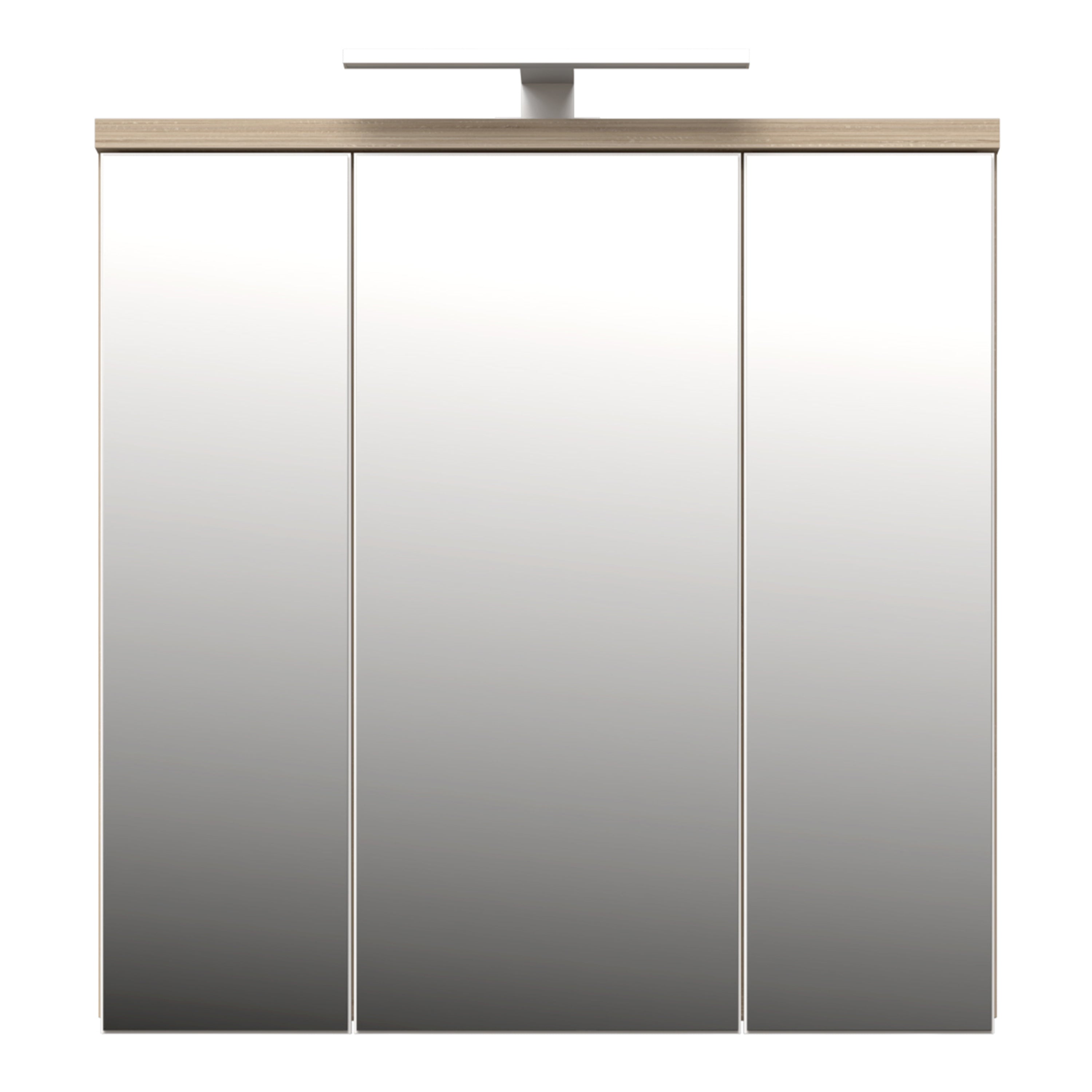 Veris 3 Door Mirrored Bathroom Cabinet with Integrated LED Lighting – Sonoma Oak & White Gloss