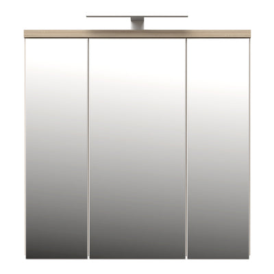 Veris 3 Door Mirrored Bathroom Cabinet with Integrated LED Lighting – Sonoma Oak & White Gloss