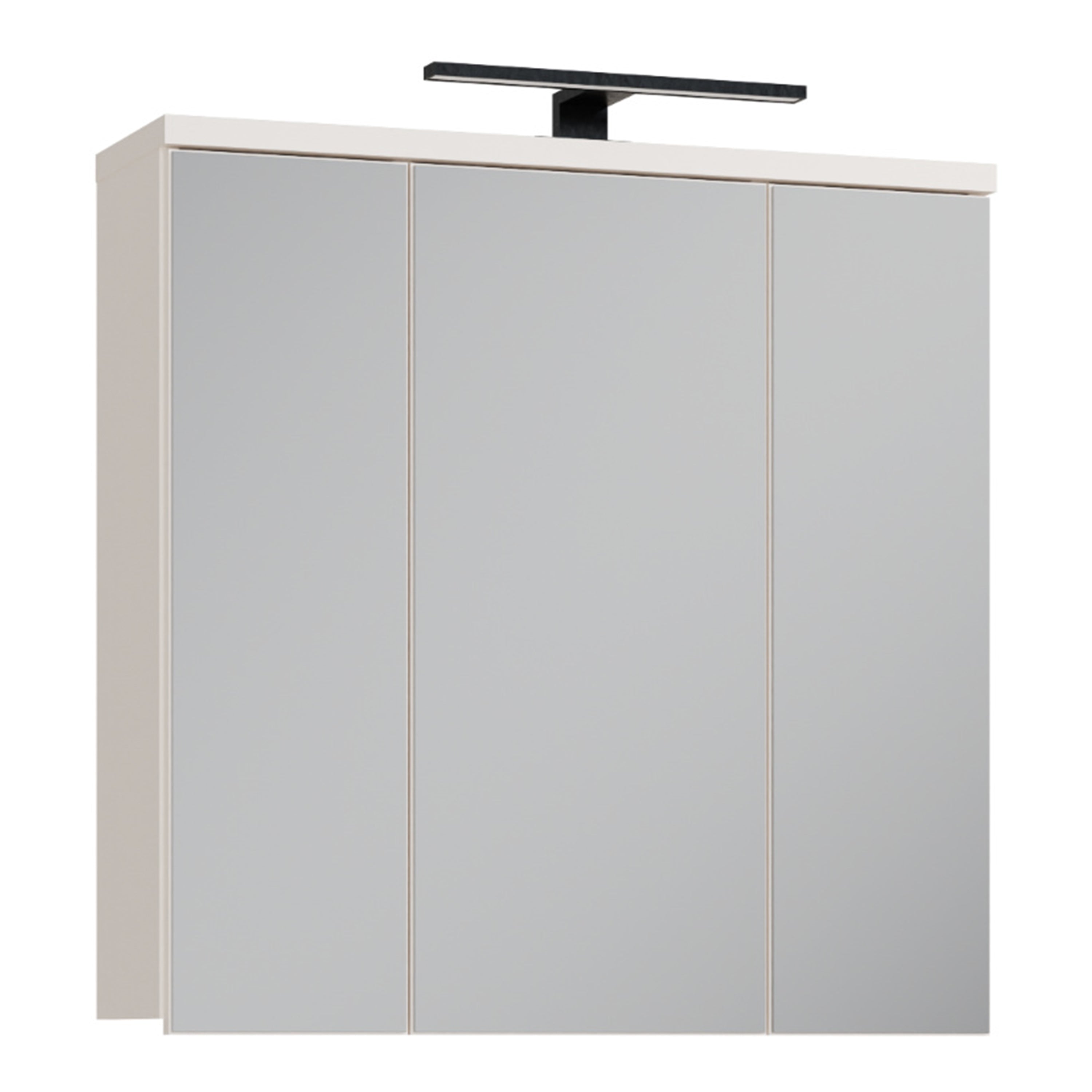 Veris 3 Door Mirrored Bathroom Cabinet with Integrated LED Lighting in Sand