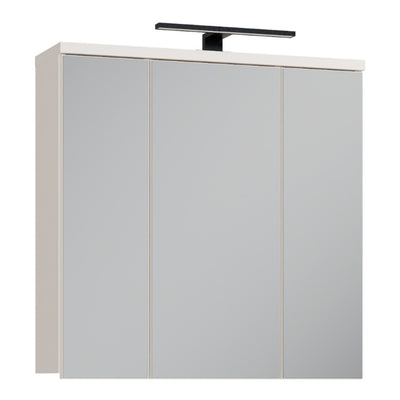 Veris 3 Door Mirrored Bathroom Cabinet with Integrated LED Lighting in Sand