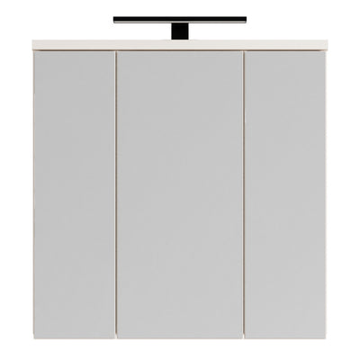 Veris 3 Door Mirrored Bathroom Cabinet with Integrated LED Lighting in Sand