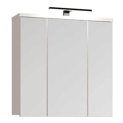 Veris 3 Door Mirrored Bathroom Cabinet with Integrated LED Lighting in Sand