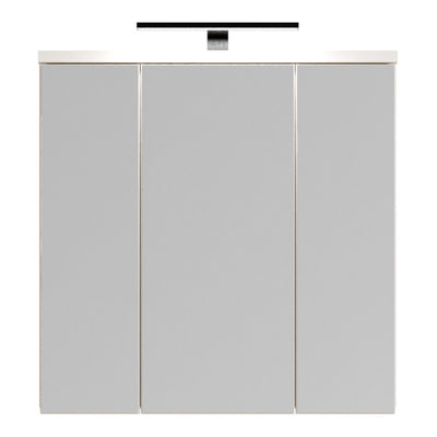 Veris 3 Door Mirrored Bathroom Cabinet with Integrated LED Lighting in Sand