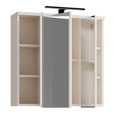 Veris 3 Door Mirrored Bathroom Cabinet with Integrated LED Lighting in Sand