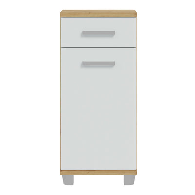 Veris Bathroom Cupboard with 1 Door & 1 Drawer in Artisan Oak and Light Grey