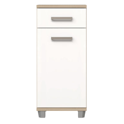 Veris Bathroom Cupboard with 1 Door & 1 Drawer in Sonoma Oak and White Gloss