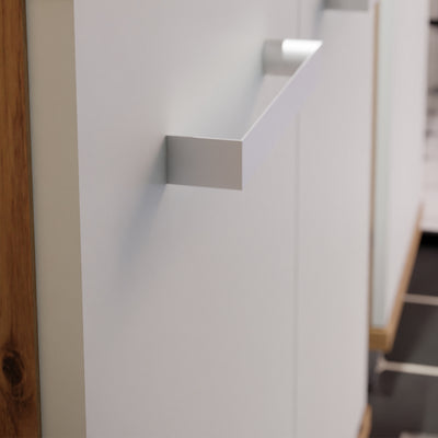 Veris Tall Narrow Bathroom Cupboard with 2 Doors & 1 Drawer in Sonoma Oak and White Gloss