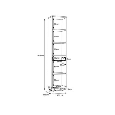 Veris Tall Narrow Bathroom Cupboard with 2 Doors & 1 Drawer in Sonoma Oak and White Gloss