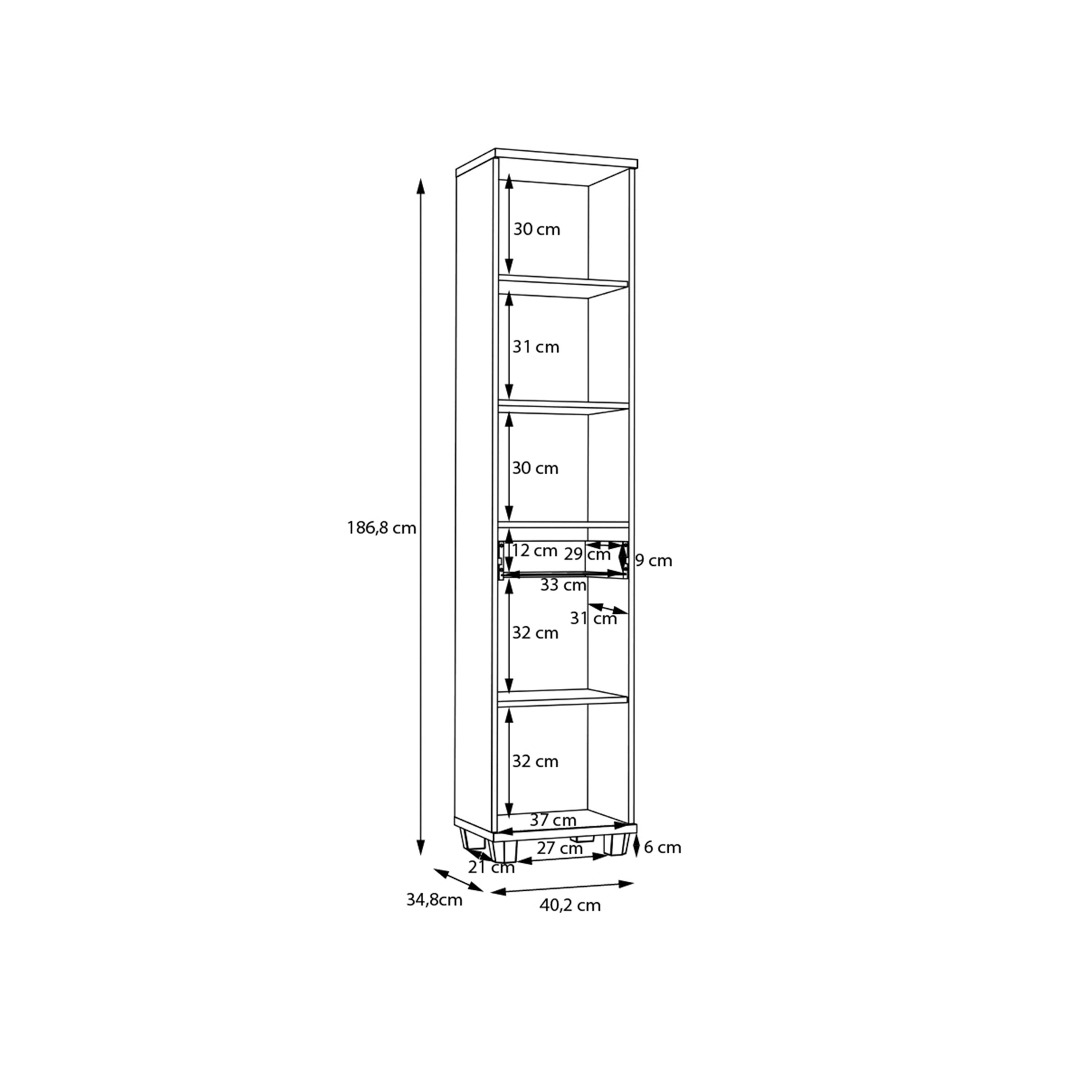 Veris Tall Narrow Bathroom Cupboard with 2 Doors & 1 Drawer in Artisan Oak and Sage Green