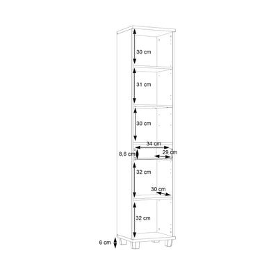 Veris Tall Narrow Bathroom Cupboard with 2 Doors & 1 Drawer in Sonoma Oak and White High Gloss