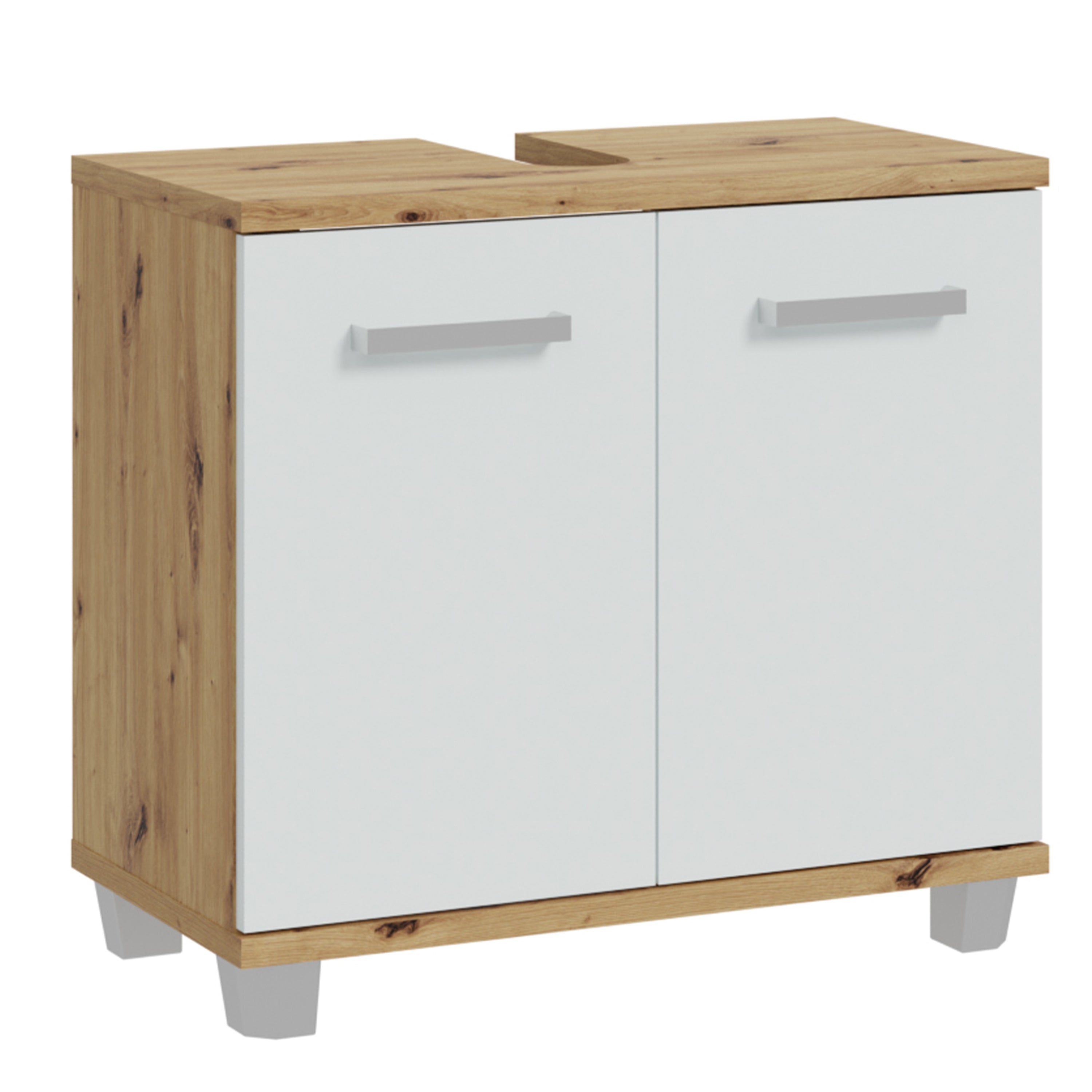 Veris Under Sink Cabinet with 2 Doors in Artisan Oak and Light Grey Doors