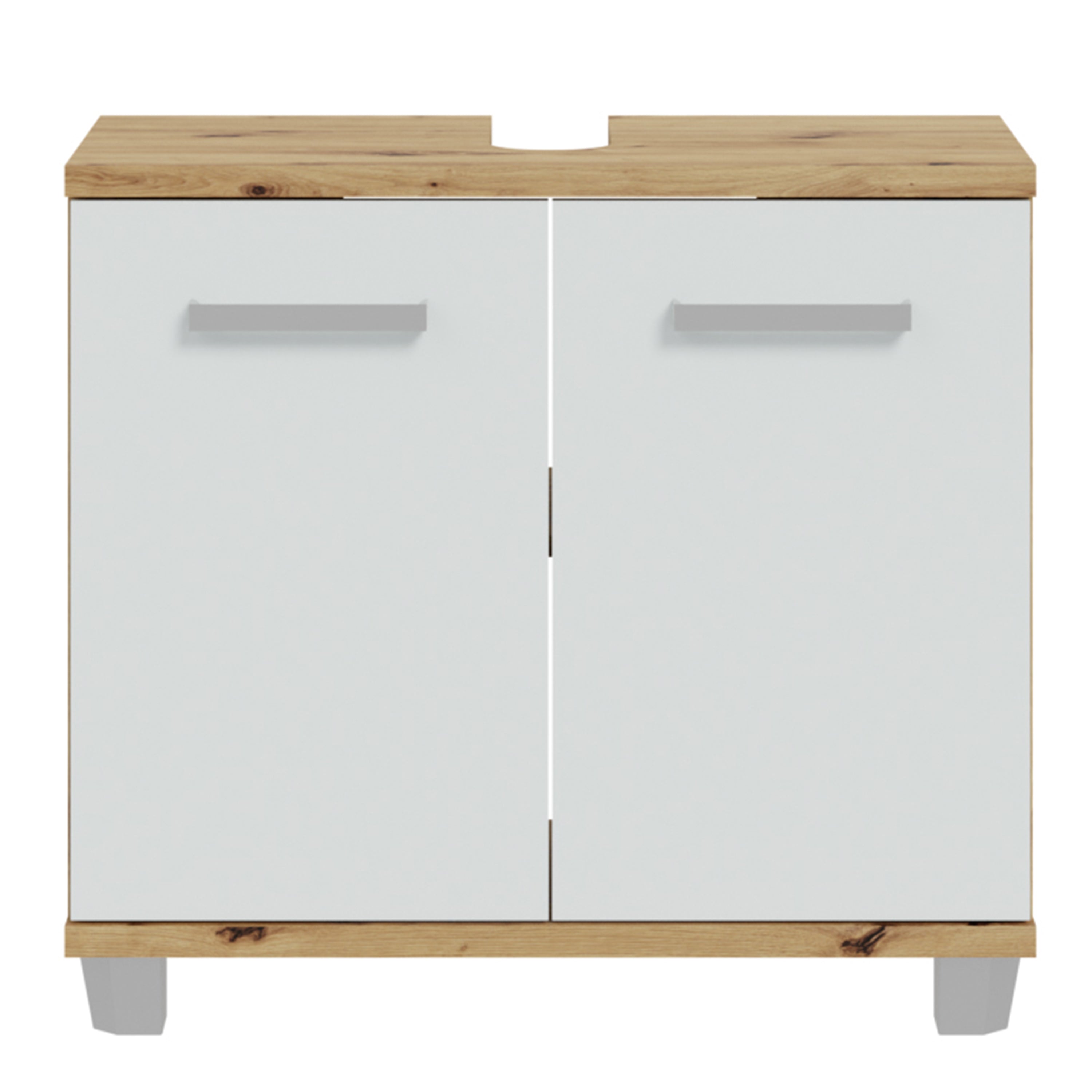 Veris Under Sink Cabinet with 2 Doors in Artisan Oak and Light Grey Doors