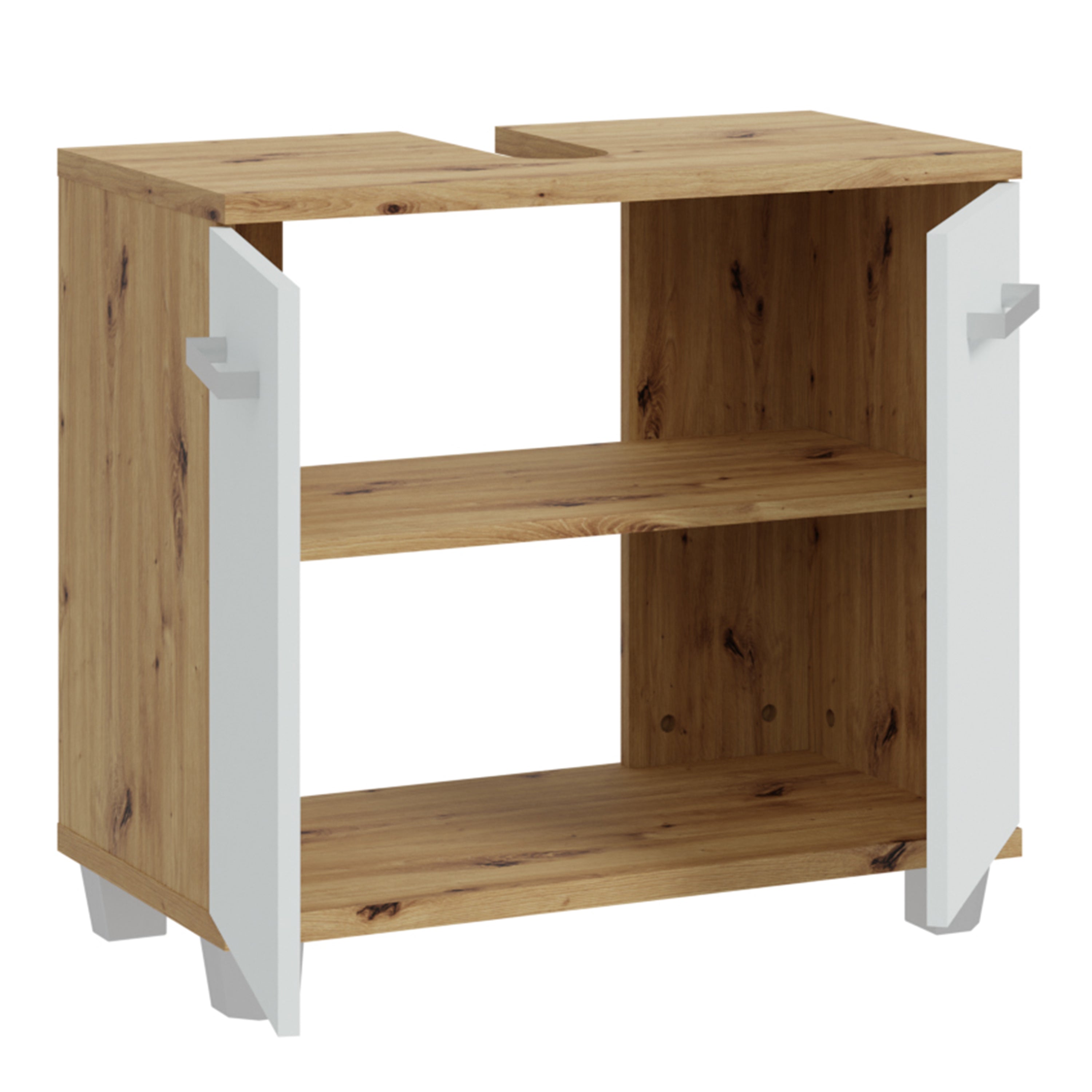 Veris Under Sink Cabinet with 2 Doors in Artisan Oak and Light Grey Doors