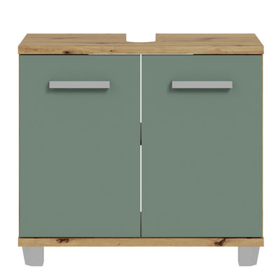 Veris Under Sink Cabinet with 2 Doors in Artisan Oak and Sage Green Doors