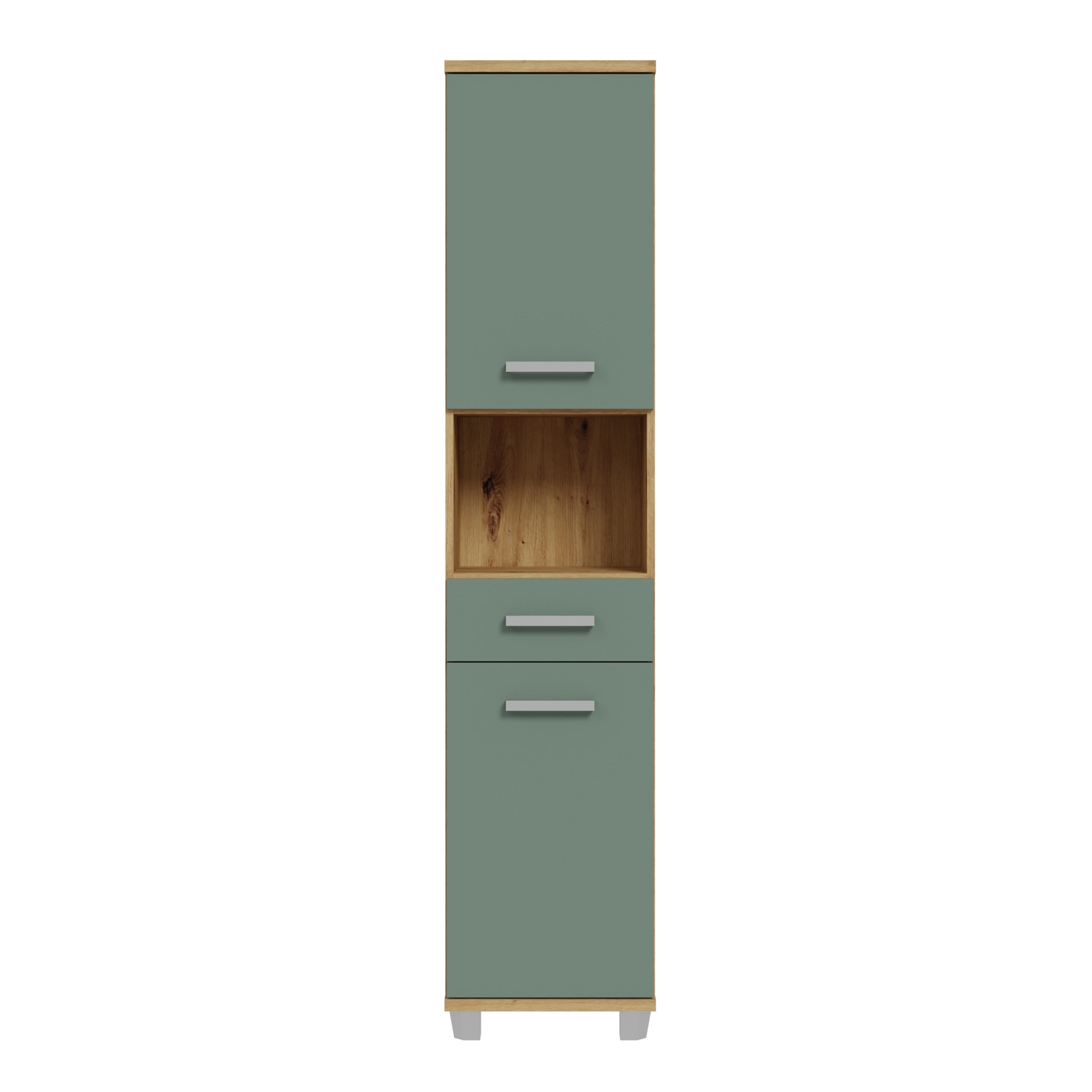 Veris 5 Piece Bathroom Set Artisan Oak & Sage Green Doors