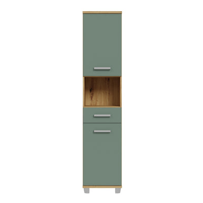 Veris 5 Piece Bathroom Set Artisan Oak & Sage Green Doors