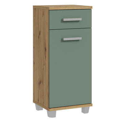 Veris 5 Piece Bathroom Set Artisan Oak & Sage Green Doors