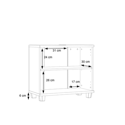 Veris Under Sink Cabinet with 2 Doors in Sonoma Oak and White High Gloss