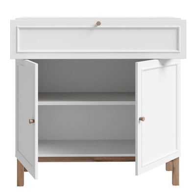 Wensley 2 Door 1 Drawer Console in Light Grey and Oak – FTG, view 4