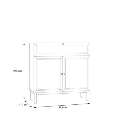 Wensley 2 Door 1 Drawer Console in Light Grey and Oak – FTG, view 7