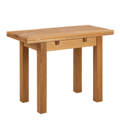 Kenley Extending Dining Table in Oak 45-90cm Included 4 Riano Dining Chairs in Black – FTG, view 3