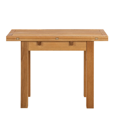 Kenley Extending Dining Table in Oak 45-90cm Included 4 Riano Dining Chairs in Black – FTG, view 4