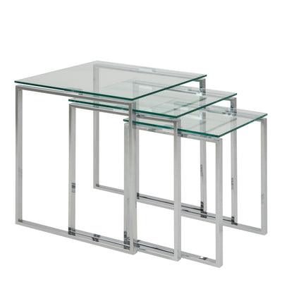 Katrine Nest of Tables with Glass Top Set of 3 – FTG