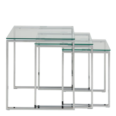 Katrine Nest of Tables with Glass Top Set of 3 – FTG, view 3