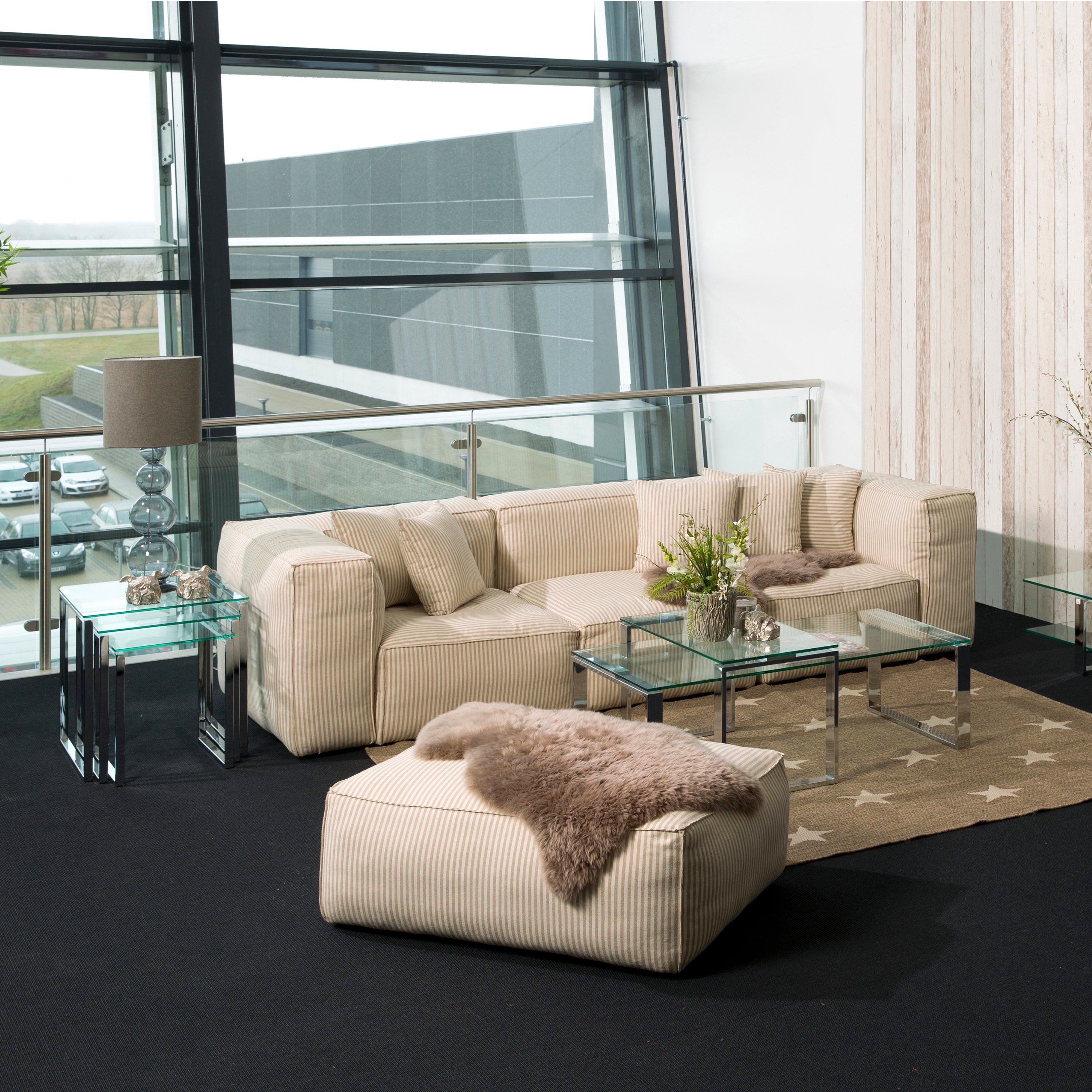 Katrine Nest of Tables with Glass Top Set of 3 – FTG, view 4