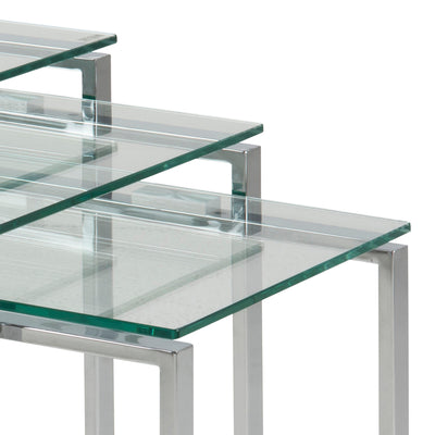 Katrine Nest of Tables with Glass Top Set of 3 – FTG, view 8