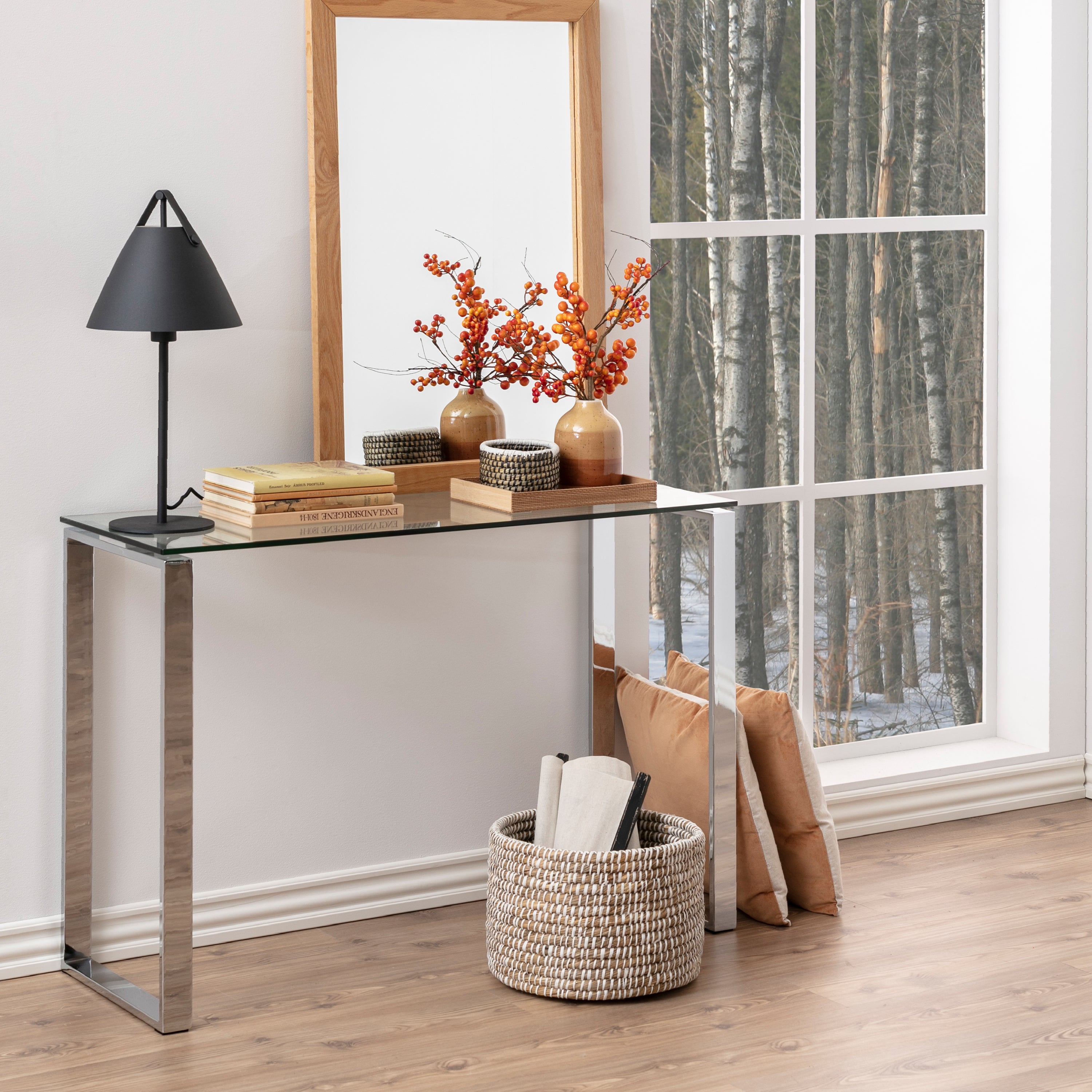 Katrine Console Table with Glass Top – FTG, view 3