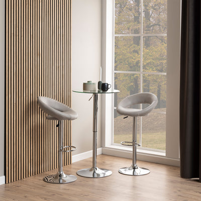 Plump Light Grey Swivel Bar Stool with Open Back – FTG, view 4