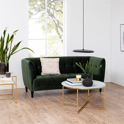 Alisma Round Coffee Table with White Marble Effect Glass Top & Gold Legs – FTG, view 4