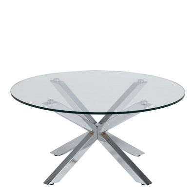Heaven Round Coffee Table with Glass Top and Chrome Legs – FTG