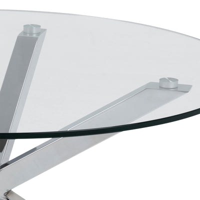 Heaven Round Coffee Table with Glass Top and Chrome Legs – FTG, view 7