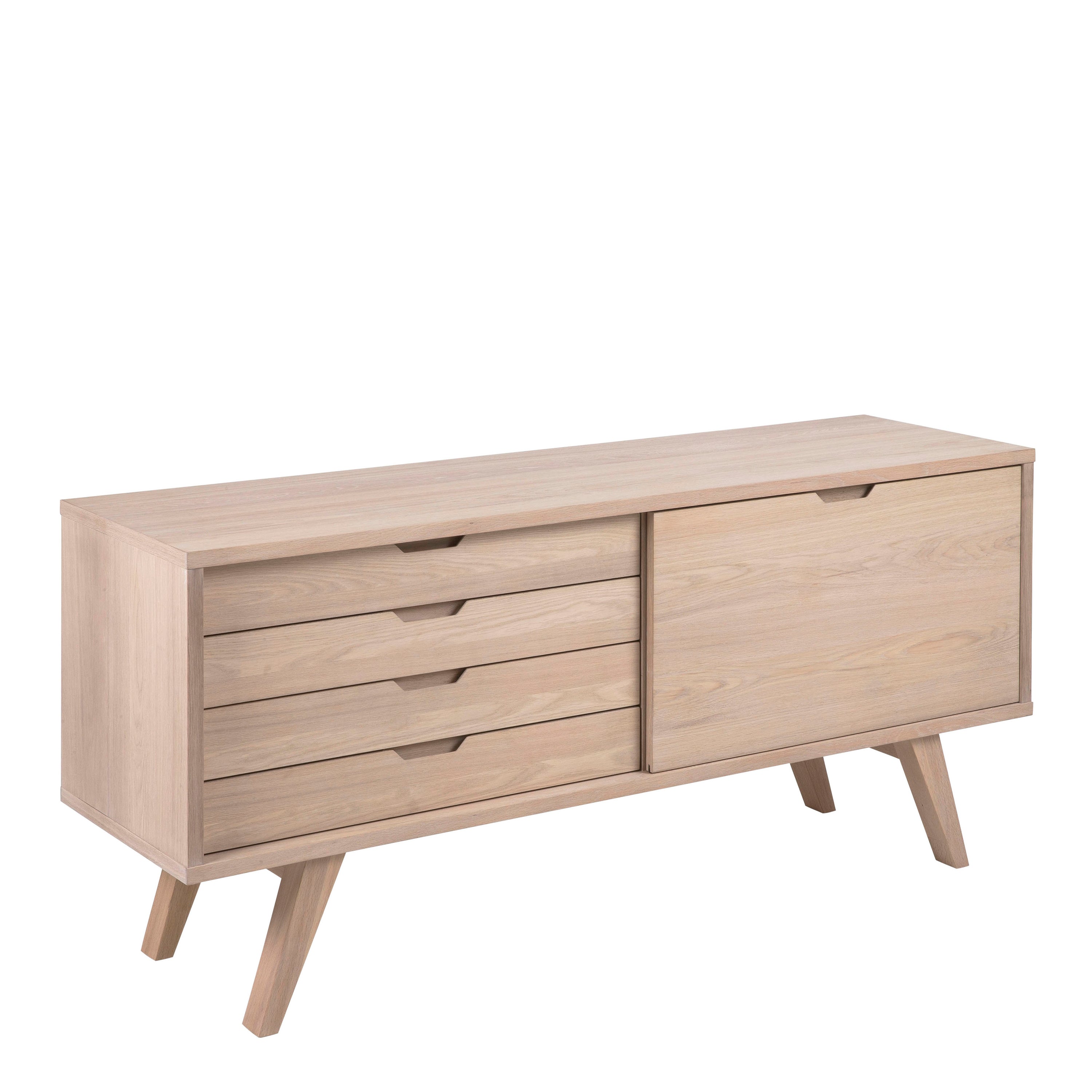 A-Line Sideboard with 4 Drawers and Sliding Door in White Oak – FTG