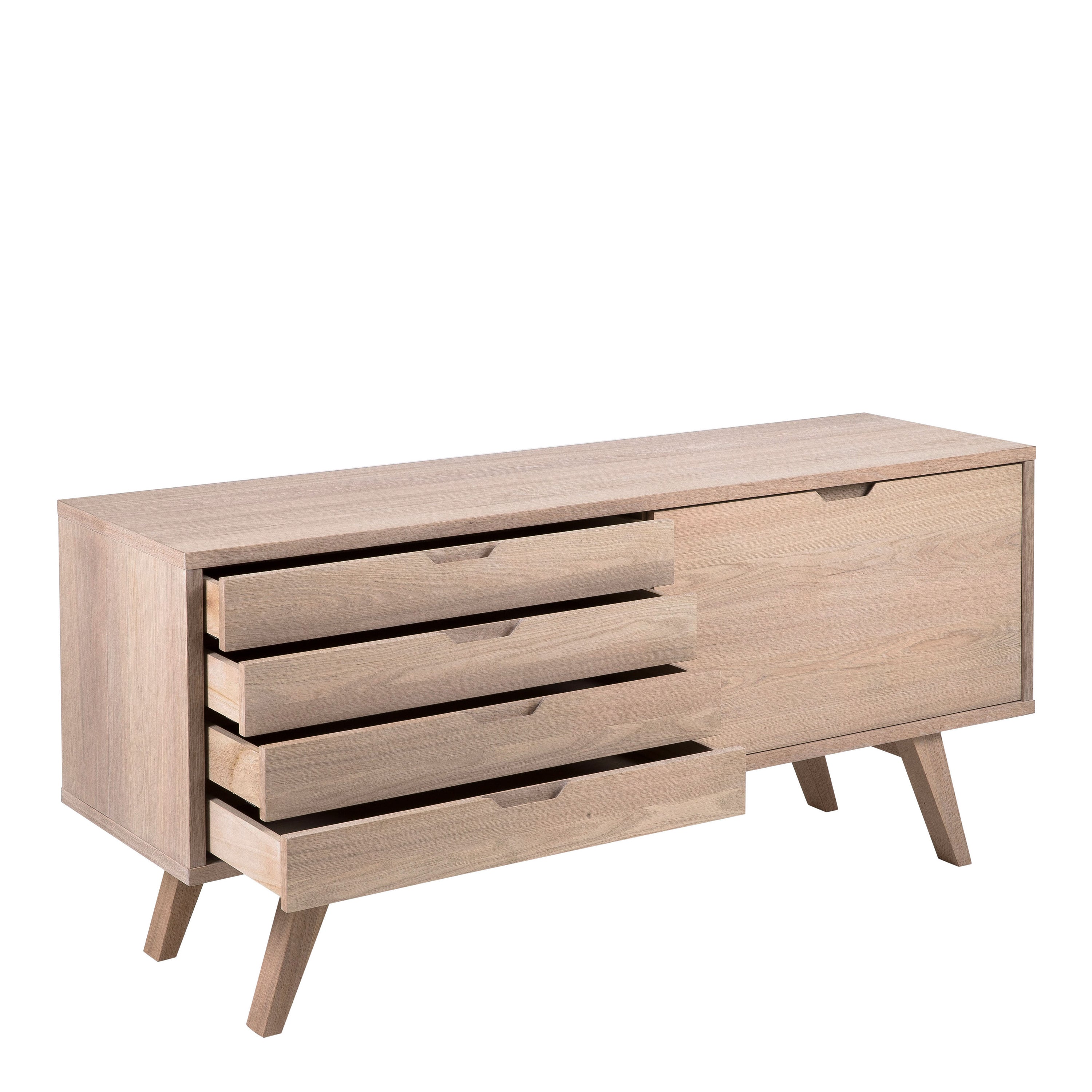 A-Line Sideboard with 4 Drawers and Sliding Door in White Oak – FTG, view 4