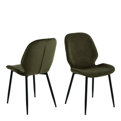 Nagano Round Dining Table in Oak Included 4 Femke Dining Chair in Olive Green – FTG, view 6