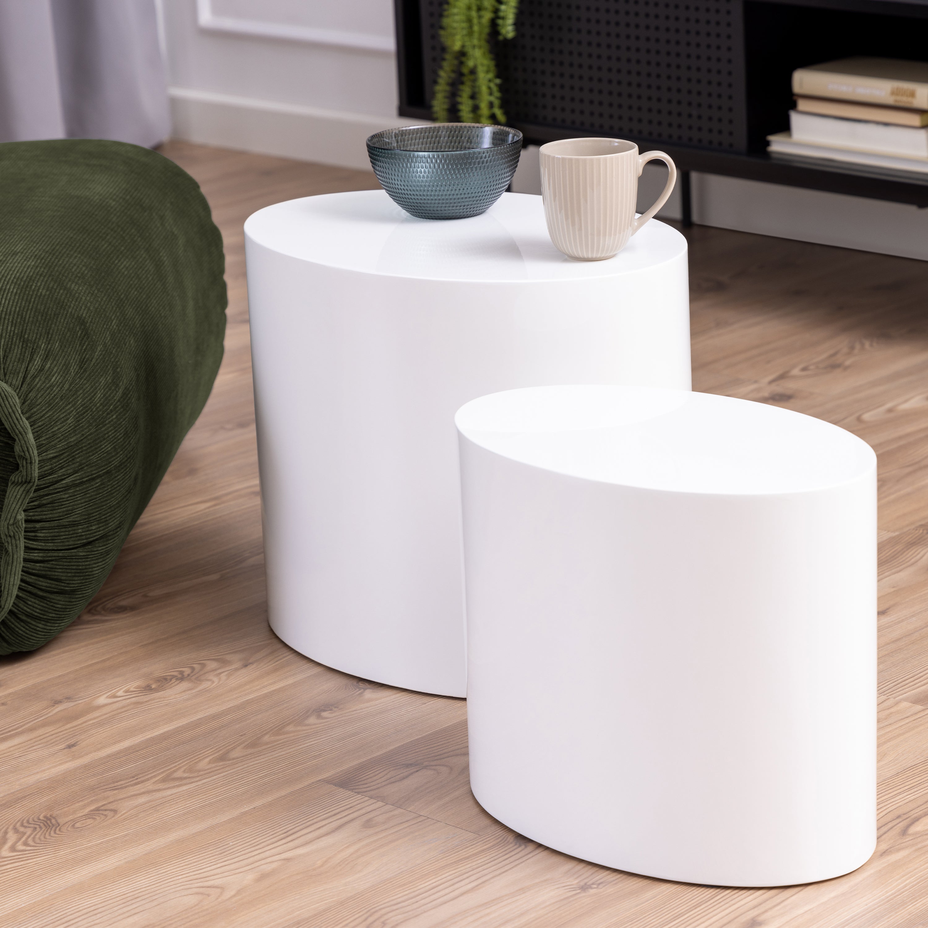 Mice Oval Coffee Table in White Set of 2 – FTG, view 3