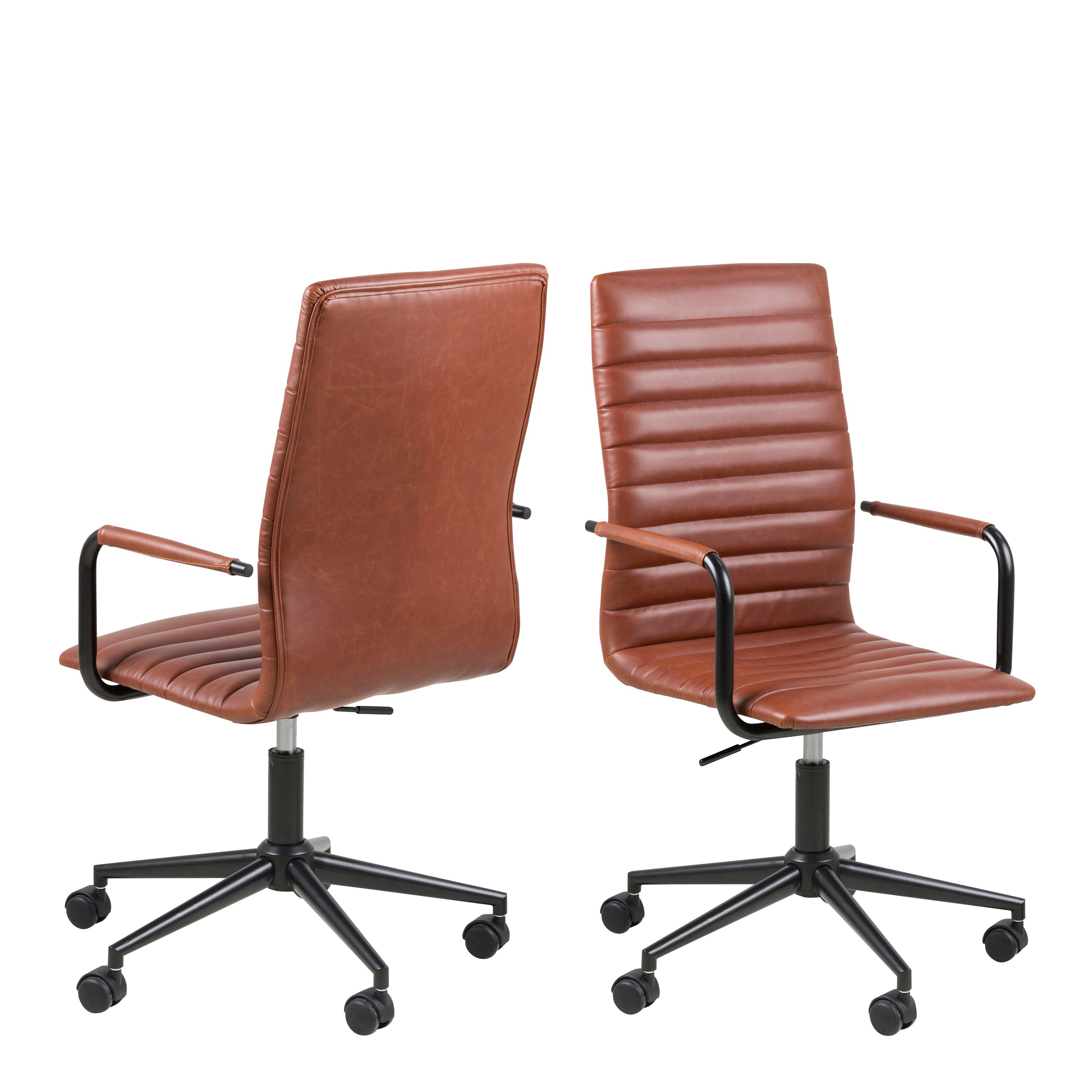 Winslow Swivel Desk Chair With Adjustable Height Function in Vintage Brandy – FTG